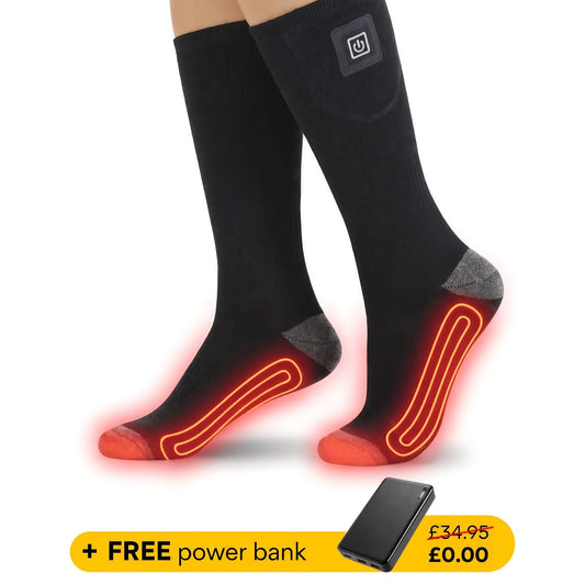 SmartHeat Heated Socks in black with a free power bank