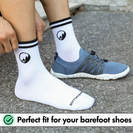 Mid-Cut Retro Barefoot Socks - White