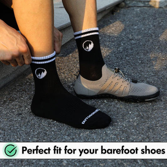Mid-Cut Retro Barefoot Socks - Black