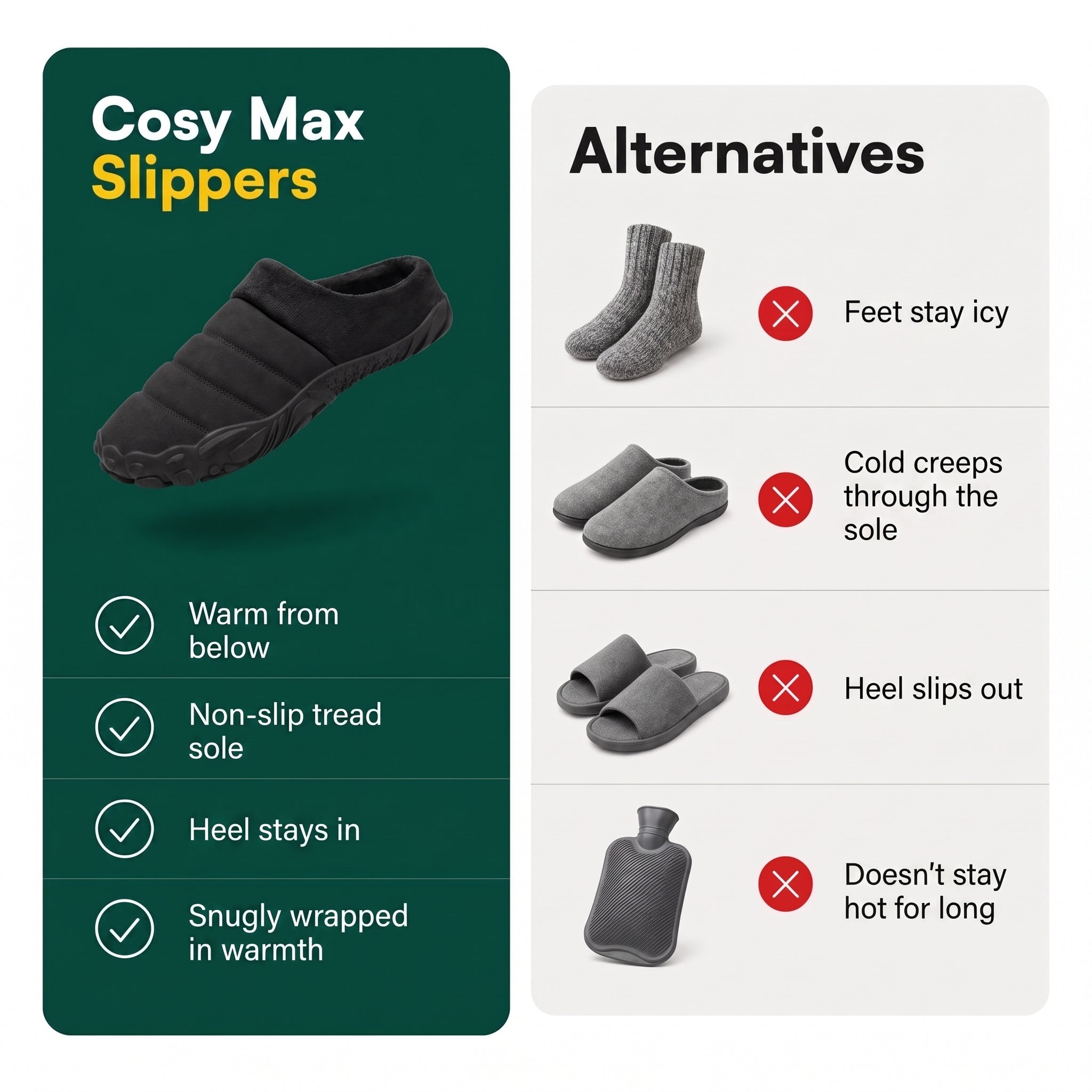 Cosy Max Slippers compared with the alternatives