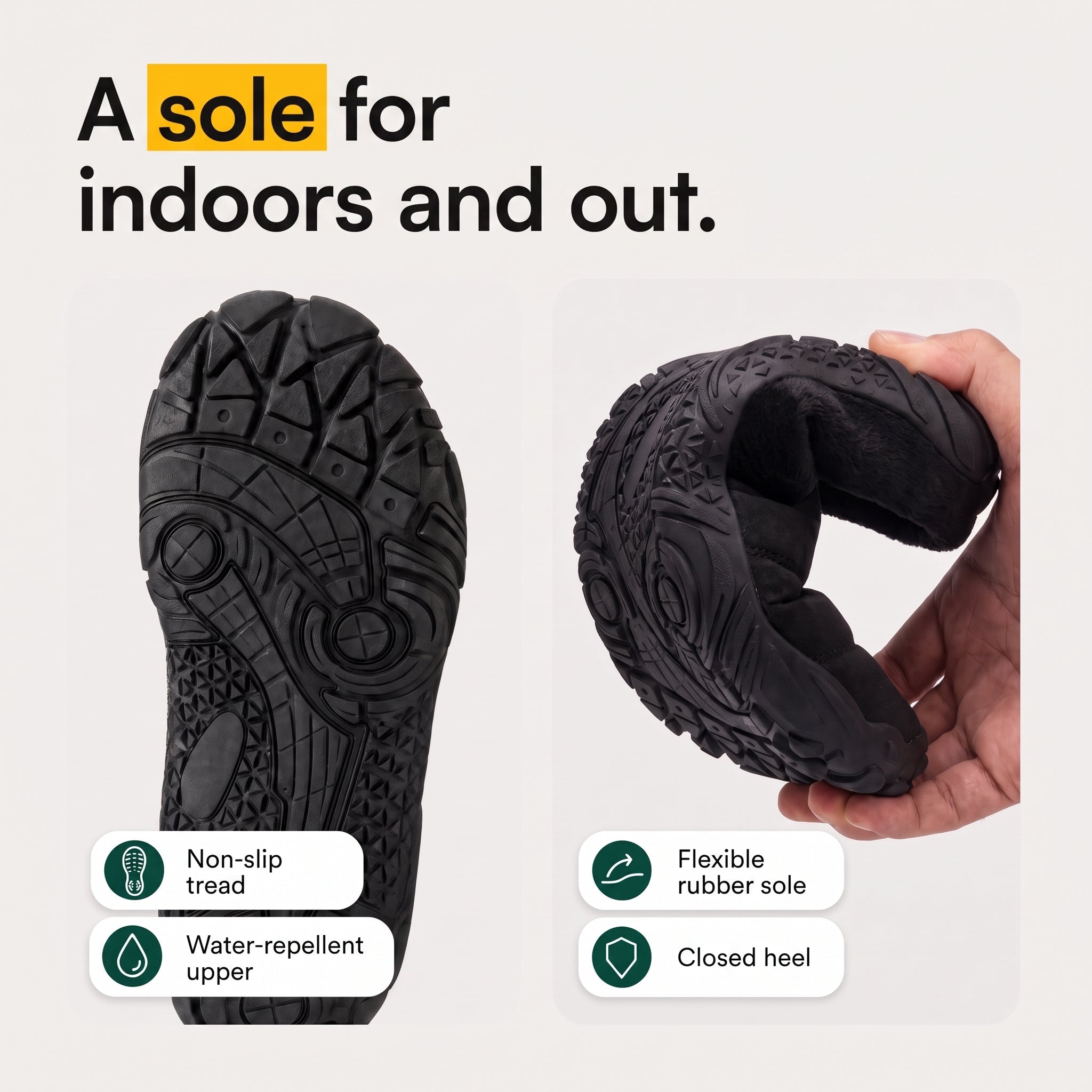 Cosy Max Slippers, the sole in detail