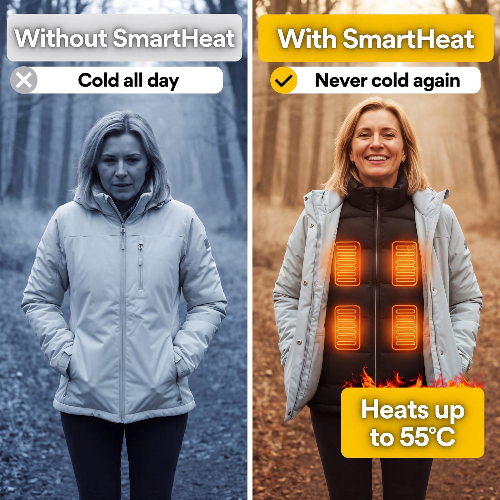 Without SmartHeat and with SmartHeat