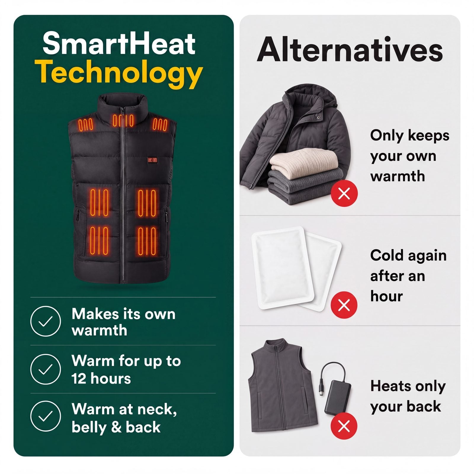 SmartHeat Heated Gilet compared with the alternatives