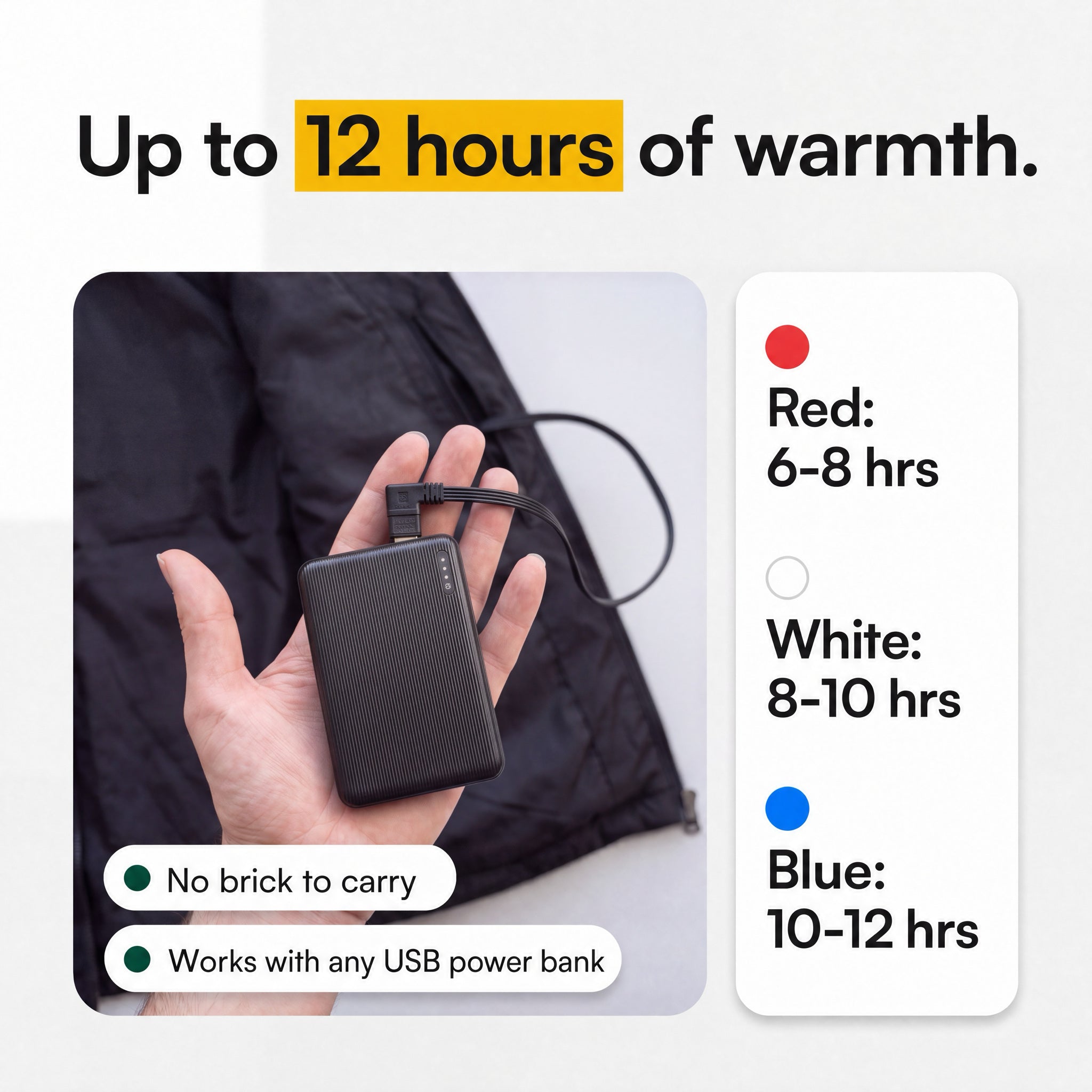 SmartHeat Heated Gilet, up to 12 hours of warmth with the power bank