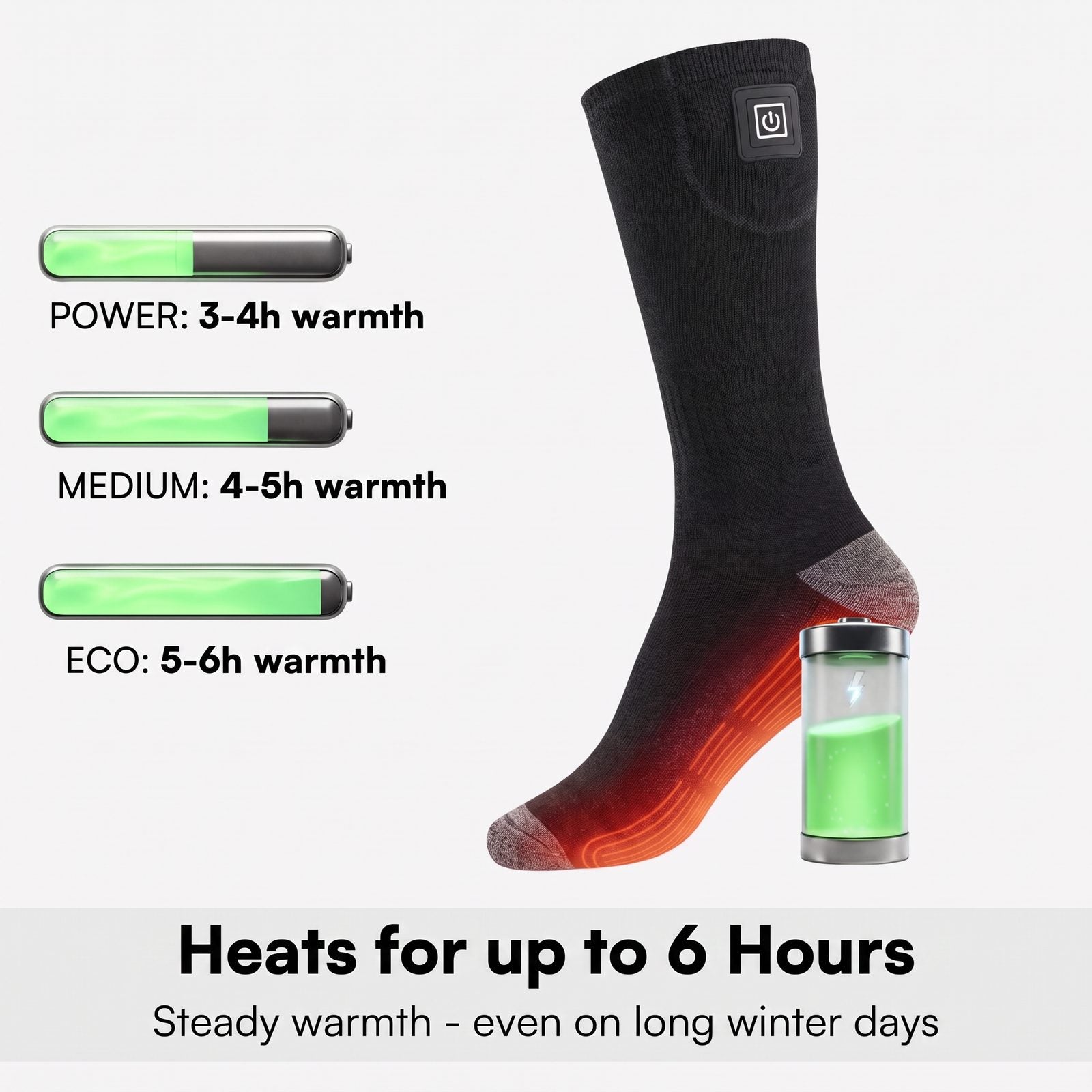SmartHeat Heated Socks, heats for up to 6 hours