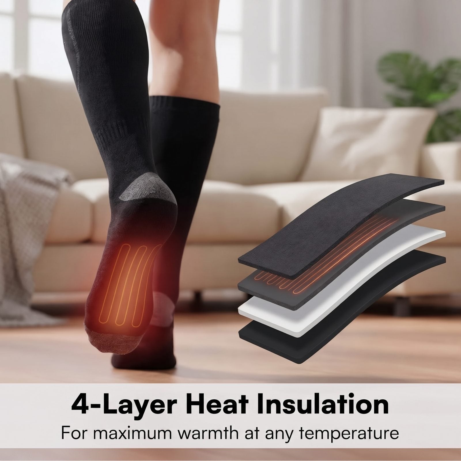 SmartHeat Heated Socks, 4-layer heat insulation
